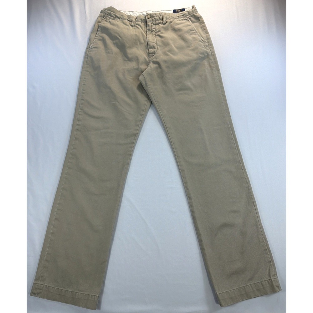 Polo Ralph Lauren Mens Classic Fit Chino Pants Khaki Distress Straight Leg 32X32